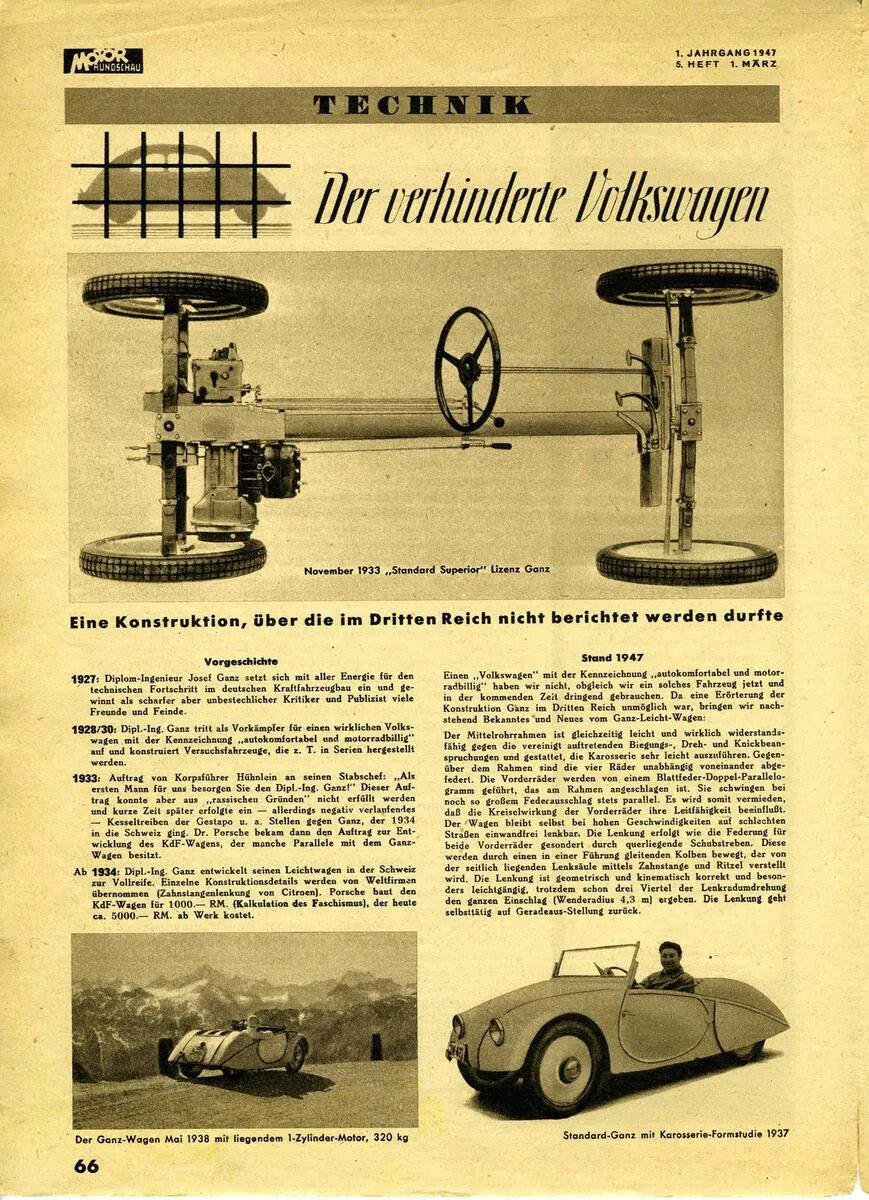 Article in Motor Rundschau about The Prevented Volkswagen, 1947
